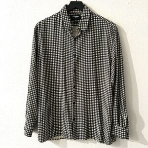 The Kooples Mens Diamond Pattern Viscose Relaxed Button Up Shirt Size L